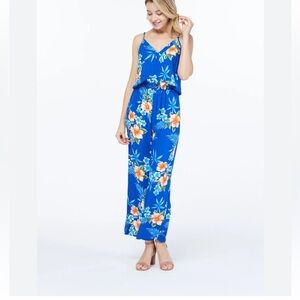 Cynthia Rowley Women's Hawaiian Strap top pants suit Blue pink size M